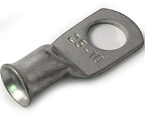 (10x) 6mm² Cable Size Copper Tube Terminals Crimp/Solder Cable Lugs Eyelets Battery Wire Connector (Select) Hole/Stud Size (8mm Hole Size)