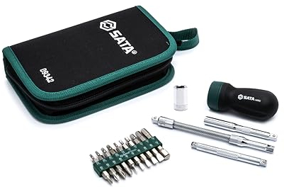 SATA ST09342SJ Juego de Destornilladores Rechonchos con Trinquete de 25 Piezas con Función de Trinquete Para Agilizar La Fijación