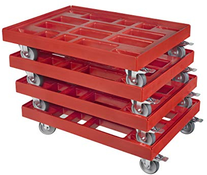 4 Stück Gigant Transportroller für Kisten 80 x 60 cm - 400 kg Traglast mit 2 Bremsen
