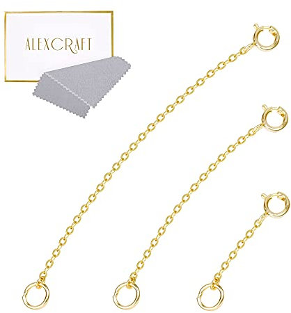 14K Gold Necklace Extenders 925 Sterling Silver Chain Extension Necklace Bracelet Anklet Extender for Jewelry Making (1 2 3 inch)