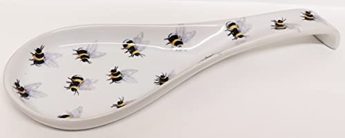 Bees Large Spoon Rest Bumble Bees 10.5 27cm Ceramic Porcelain Spoon Hand Decorated UK