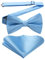 HISDERN Noeud Papillon Homme Bleu Clair Reglable Noeud Papillon avec Pochette Couleur Unie pour Mariage Fete