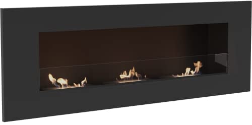 KRATKI Delta 3 Bio-Ethanol-Kamin für den Innenbereich | Für Wandmontage oder Eckeinbau l Biocontainer 0,6 l, TÜV-geprüft | Stahl, 40 x 120 cm, Schwarz