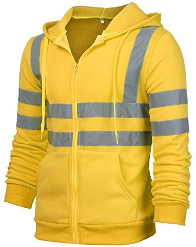 Panegy Herren Sicherheitsjacke Arbeitsjacke Warnschutzjacke Reflektierend Jacke Verkehr Mantel Größe XXL - Gelb