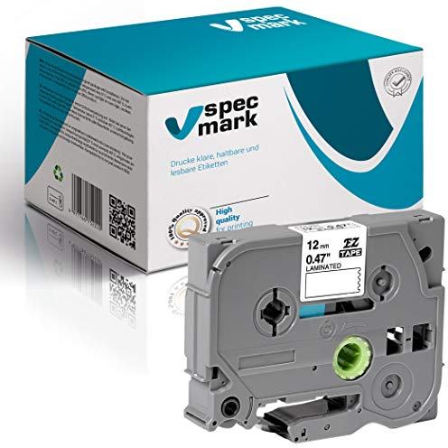 specmark Schriftband TZe-231 12mm x 8m Schwarz auf Weiß Band kompatibel mit allen Drucker Brother PT P-touch AZe-231 EZe-231 TZ-231 TZ2-231