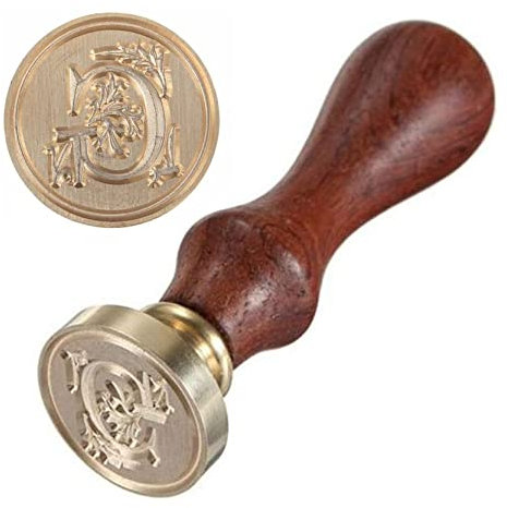 Anawakia Siegelstempel Vintage-Stil Wachs Set A-Z Dekorativer Petschaft Holzgriff Brief 26 Buchstaben DIY Holz 1 Stück (G)