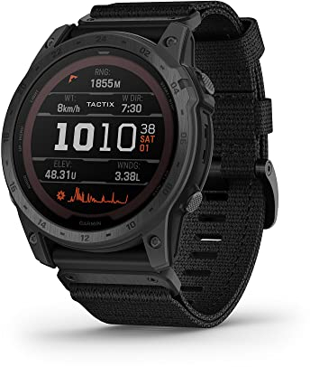Garmin tactix 7, Pro Ballistics Edition, Ruggedly Built Tactical GPS Watch with Solar Charging Capabilities, Applied Ballistics and Nylon Band,Black