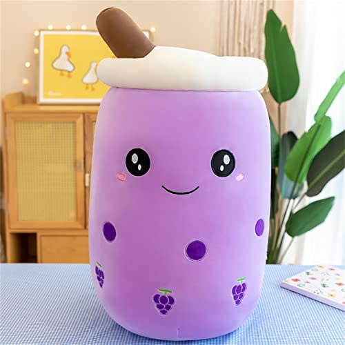HICAS Bubble Tea Kuscheltier,Cartoon Plüschpuppen Lustiges Milchtee Softpuppe Teetasse Kissen Bubble Tea Plüschtier Kinderspielzeug Geburtstagsgeschenk 24 cm/9.4 inch,Lila A