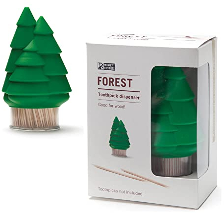 Monkey Business Forest: Witziger Zahnstocherspender Zahnstocherhalter in Form eines Tannenbaums, der beim Schütteln 1 Zahnstocher ausspuckt | Niedliches Küchenzubehör | Coole Küchengadgets
