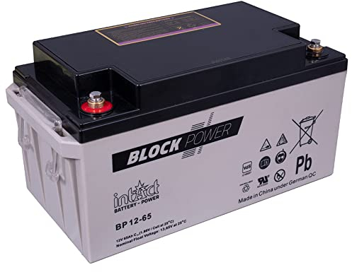 intAct Block-Power AGM Batterie 12V 68Ah - auslaufsicher und wartungsfrei - vielseitige AGM Versorgungsbatterie - für Freizeitbereich, Notstromanlagen, Sicherheitssysteme - Maße (LxBxH): 348x167x178mm