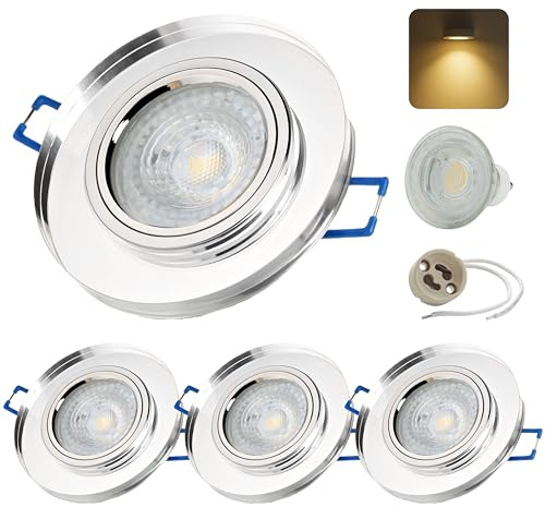 Sweet Led® 3x Einbaustrahler aus Glas klar 7W 230V Leuchten inkl. GU10 Fassung 530 Lumen Deckenspot mit Klickverschluss Set Einbaurahmen – rund, transparent, 3000K warmweiß