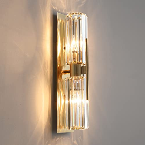 Jadssox Kristall Wandleuchte Gold Metall Wandhalterung Licht Postmoderne Wandleuchte, Schlafzimmer Nacht Wohnzimmer Wohnkultur Wandleuchte, E14 Kopfteil Leuchte Innenwandleuchten