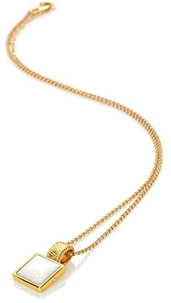 Hot Diamonds x Golden Edit Calm Mother of Pearl Square Pendant | 18ct Gold-Plated 925 Sterling Silver Necklace for Women | Real Diamond & Natural Pearl | Adjustable 45 cm Chain
