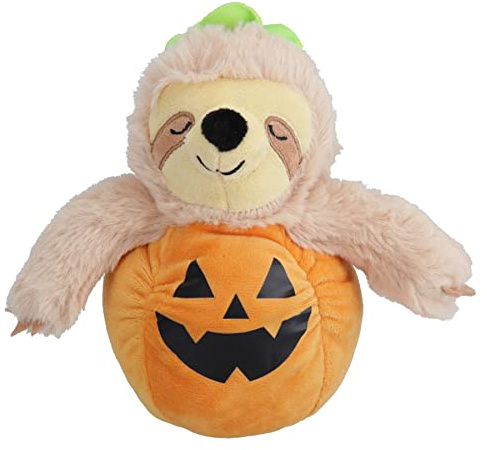 AB Tools Dog Puppy Small Plush Comfort Squeaky Sloth Pumpkin Toy