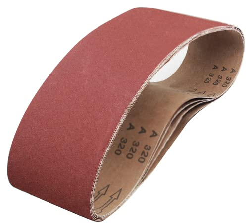 SenmaiTools Schleifbänder 100 x 915 mm,Schleifband Körnungen 320, für Bandschleifer Schleifmaschine, Zum Schleifen, Polieren Metall, Holz, Feilen, Schärfen und Entrosten(5 Stück)