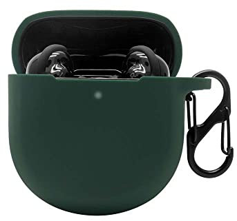QINOUK Schutzhülle für Bose QuietComfort Earbuds II, stoßfest, hochwertig, weiches Silikon, Rundumschutz, mit Karabiner, für Bose QuietComfort Earbuds II [Anti-Fingerabdruck] - Grün