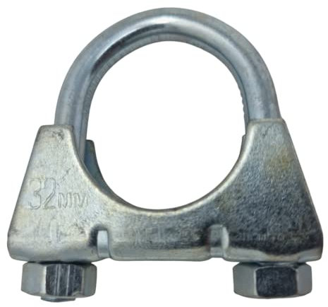 32mm Universal U Bolt Exhaust Clamps - Heavy Duty Clamp & Nuts (Pack of 2)