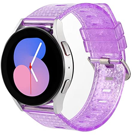 FTRONGRT 20mm Uhrenarmband Kompatibel mit TicWatch E3, Weiches Silikonarmband, Ersatzarmband für TicWatch E3 - Transparentes Lila
