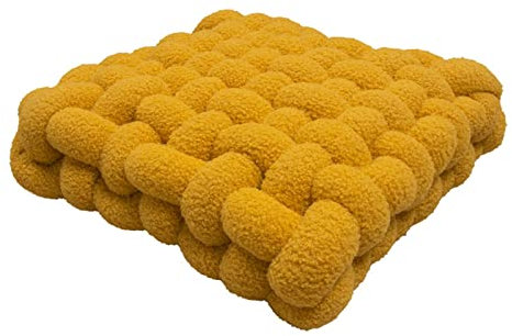 Fouriding Square Knot Wurfkissen,Square Lamb's Fleece Kissen Plüsch gewebt Kissen für Home Sofa Bett Stuhl Schlafzimmer Dekoration (30 * 33 * 12cm, Gelb)