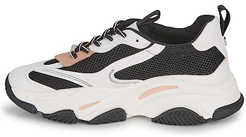 Steve Madden Possession-E beige, Schwarze Lederschuhe -Plattformhöhe 7cm