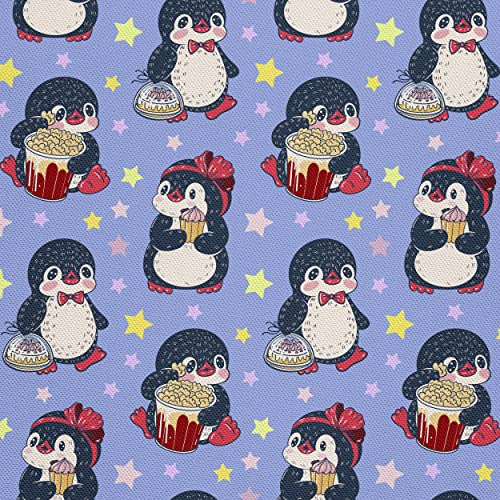 HEKO PANELS Stoff Oxford Wasserdichte Meterware Canvas-Stoff Polyester Stoff Zum Nähen Nähstoffe Dekostoffe Wasserabweisend Blickdicht Pinguine 1 Meter 155 x 100 cm