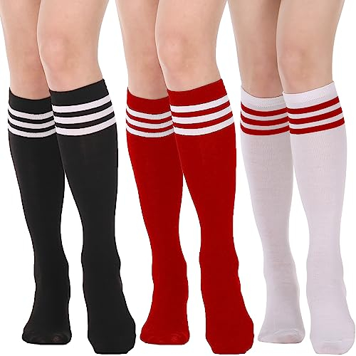 DRESHOW 3 Paia Calzettoni Calze Gambaletto Calzini Lunghi Calzettoni Coscia Scaldamuscoli Stivali Ginocchio Alta Calze di Avvio per Ragazze e Donna