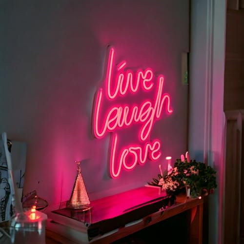 Live Laugh Love Neon Sign, Handmade Live Laugh Love Led Pink Light Live Laugh Love Neon for Wall Décor Bedroom Gaming Room Living Room Office Cafe Bar Christmas Wedding Party