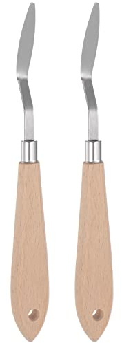 QUARKZMAN 2pcs No,19 Palettes Couteaux 8,5mm Largeur Inox Acier | Petit Pointu Spatule Peinture Palettes Couteau avec Bois Poignée pour Huile Acrylique Toile Mélange Étalement