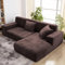 wiipara Dicker Samt Sofabezug L Form, Stretch Couch Überzug Universal Sofa Cover, Super Weich Plüsch Sofa Überzug Luxus Couchbezug（L-Form Ecksofa erfordert Zwei）- Sofabezug 3 Sitzer, Braun