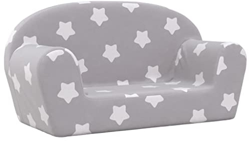vidaXL Divano Bambini 2 Posti Grigio Chiaro con Stelle Morbido Peluche