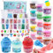Okaybee 18 Pack Slime Kit Includes 6 Butter Slime, 6 Cloud Slime & 6 Clear Crystal Slime, 48 FL OZ Big Premade Slimes, Slime Party Favors for Kids, 56 Pcs Slime Pack with Jelly Cube Slime Add-ins