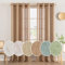 MIULEE Gardinen Vorhänge mit ösen Voile Vorhang kurz Modern Leinenoptik Halbtransparent Ösenvorhang für Wohnzimmer Kinderzimmer Raumteiler 2er Set Braun 137x140 cm