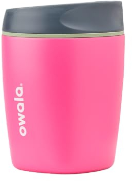 Owala SmoothSip Insulated Stainless Steel Coffee Tumbler, Reusable Iced Coffee Cup, Hot Coffee Travel Mug, BPA Free, Perfect for Cappuccino, 10 oz, Pink (Watermelon Breeze)