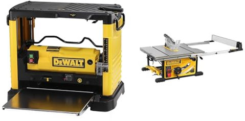 DEWALT Rabot de Chantier 1800W 317mm DW733-QS & Scie à Table 250 mm - DWE7492-QS - Scie sur Table Filaire 2000 W