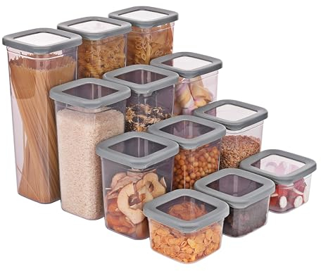 astor24 PREMIUM Vorratsdosen Set mit Deckel Luftdicht | 10er Vorratsbehälter | BPA-FREI | Müsli Mehl und Zucker | 0,5-2 Liter | 5 Größen | Aufbewahrung & Organisation für alle Lebensmittel