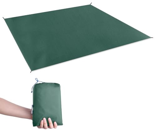 TRIWONDER Tapis de Sol Camping Tarp Ultra Léger pour Camping Randonnée Pique-Nique Plage Voyage (Vert foncé, S - 150 x 220 cm)