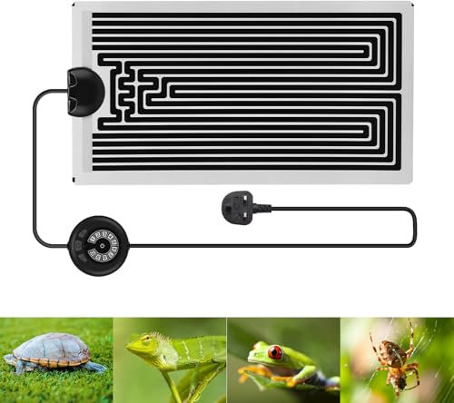 14W Reptile Heating Mat,Reptile Vivarium Heat Mats Heating with 10 Levels Temperature Control, Removable Under Tank Terrarium Heat Mats for Reptiles Turtle Snake Lizard Gecko Spider(5.9 * 11in)