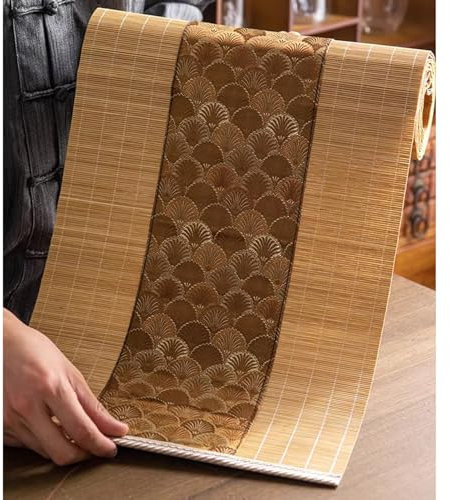Bestickter Bambus-Tischläufer, hitzebeständig, für Zuhause, Küche, japanischer Stil, 30 x 150 cm