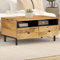 Homgoday Couchtisch 80 x 54 x 40 cm, Natur, Modern, Massivem Mangoholz, Couchtisch, Wohnzimmertisch, Schlafzimmer, Büro, Modell 356904