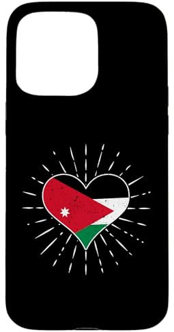 Hülle für iPhone 15 Pro Max Jordanische Flagge Vintage Herz Jordan Lover Retro