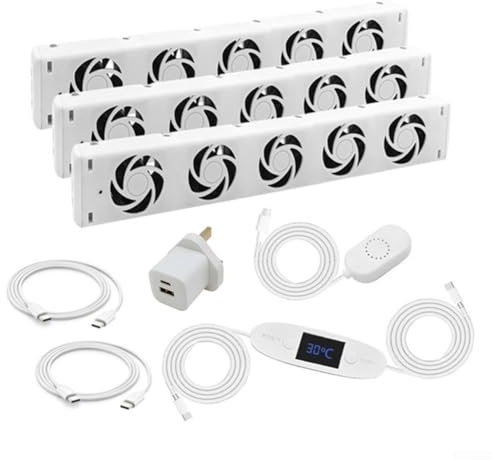 Radiator Fan Booster 5.0 For Home, MXRV-P20 5 Fan Radiator Fan, Smart Radiator Ventilator With Thermostat Controller, Save Energy Noise Reduction, 1-10 Gears(for TRIO set)