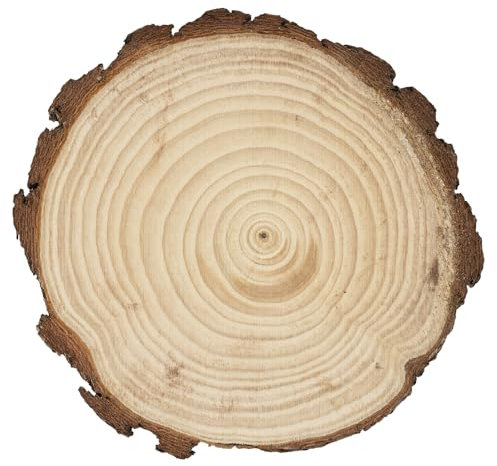 Ideen mit Herz | Rondelle d'arbre décorative ronde | Avec écorce | Diamètre 24 à 25 cm | 2 cm d'épaisseur | Disque en bois | Plateau décoratif | Sans ourlet