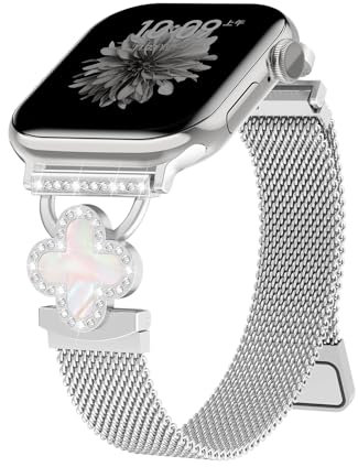 SOLOLUP Milanesi Cinturini per Apple Watch SE 3/2 Cinturino 40mm 41mm 42mm 44mm 46mm 45mm 38mm 49mm Donna,Magnetiche Milanese Loop Metallo Banda per iWatch 11 10 9 8 7 6 5 4 3 Ultra 3/2,Argento