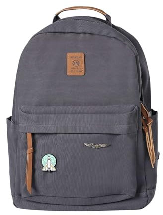 cultofmoon Ellie Backpack Cosplay Rucksack Retro Grauer Canvas Rucksack mit Abzeichen Schulrucksack Reiserucksack Verstellbar Tasche