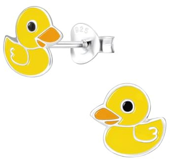 Monkimau Mädchen Ohrringe Duck | Ohrstecker aus 925 Sterling Silber | Kinderohrringe hypoallergen