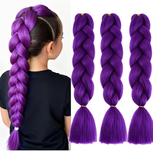 jumbo braids extensions lila, flechten kunsthaar zum einflechten haar | Synthetik Zöpfe Afro Hair für Box Crochet Braids Haarverlängerung Lila