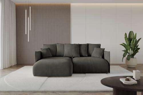 ALTDECOR Ecksofa mit Schlaffunktion und Bettkasten Corner Sofa Eckcouch Couch L-Form angeordnet Schlafcouch Ausziehbar Wohnlandschaft ONESK-L 216x177x42 Schwarz