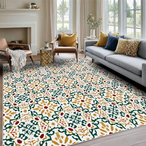 Generisch Wohnzimmer Teppich Marokkanisch Gitter 200x300, Exotisch Ethnisch Muster Deko Teppich Schlafzimmer, Waschbar & rutschfest Teppiche, Weicher Kurzflor, Extra Groß AV99