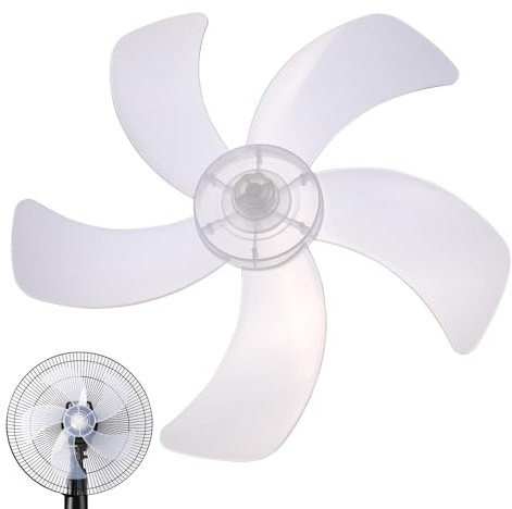 TOYANDONA Plastic round Bore Fan Blades Replacement for Standing Pedestal Fans with 5-blades Design Easy to Install and Sturdy White Plastic for Accessory