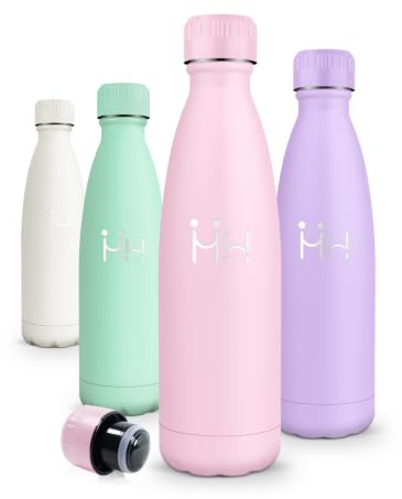Motswedi Borraccia Termica 500ml, 18/8 Acciaio Inox, Borraccia Termica Bambini, Riutilizzabile, Borracce Termiche, a Prova di Perdita, Bottiglia acqua per Scuola, Sport, Yoga - Rosa